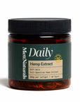A bottle of Mett Naturals Daily Full Spectrum CBD softgels with a label indicating 25mg per softgel, 60 count.